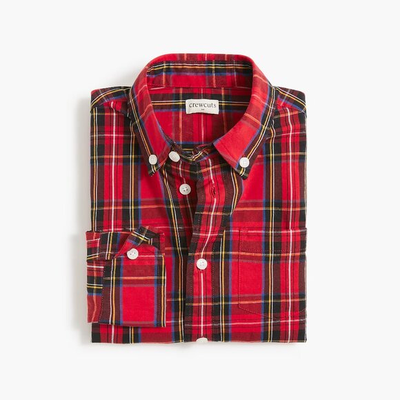 J Crew boys tartan red and black button up shirt - Picture 1 of 1